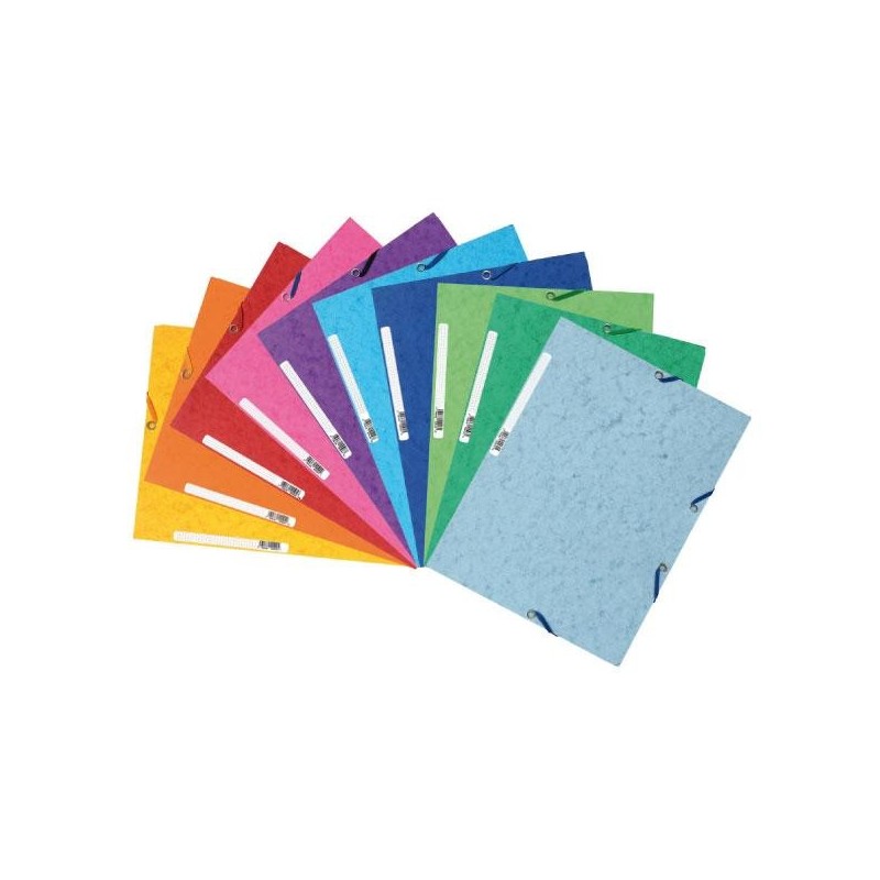 Carpeta de gomas Exacompta - 3 solapas - 240 x 320 mm - 400 g - Colores surtidos - Pack 10 ud