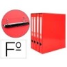 MODULO LIDERPAPEL 4 ARCHIVADORES FOLIO 2 ANILLAS MIXTAS 25MM ROJO