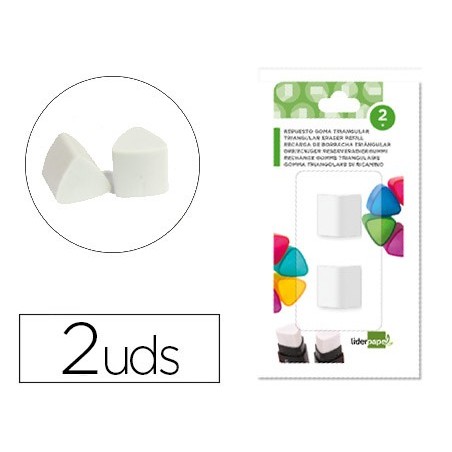 REPUESTO GOMA LIDERPAPEL TRIANGULAR CON SACAPUNTAS BLISTER DE 2 UNIDADES