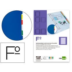 SEPARADOR LIDERPAPEL PLASTICO JUEGO DE 6 SEPARADORES FOLIO 16 TALADROS