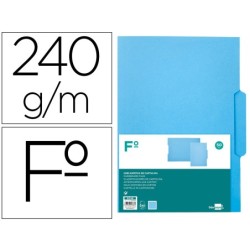 SUBCARPETA CARTULINA LIDERPAPEL FOLIO PESTAÑA CENTRAL 240G/M2 AZUL (PACK INDIVISIBLE 50 UDS)