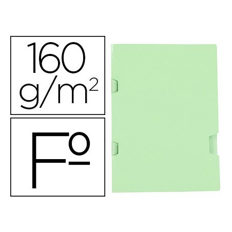 SUBCARPETA LIDERPAPEL FOLIO VERDE TRES UÑEROS PLASTIFICADA160G/M2 (PACK INDIVISIBLE 25 UDS)