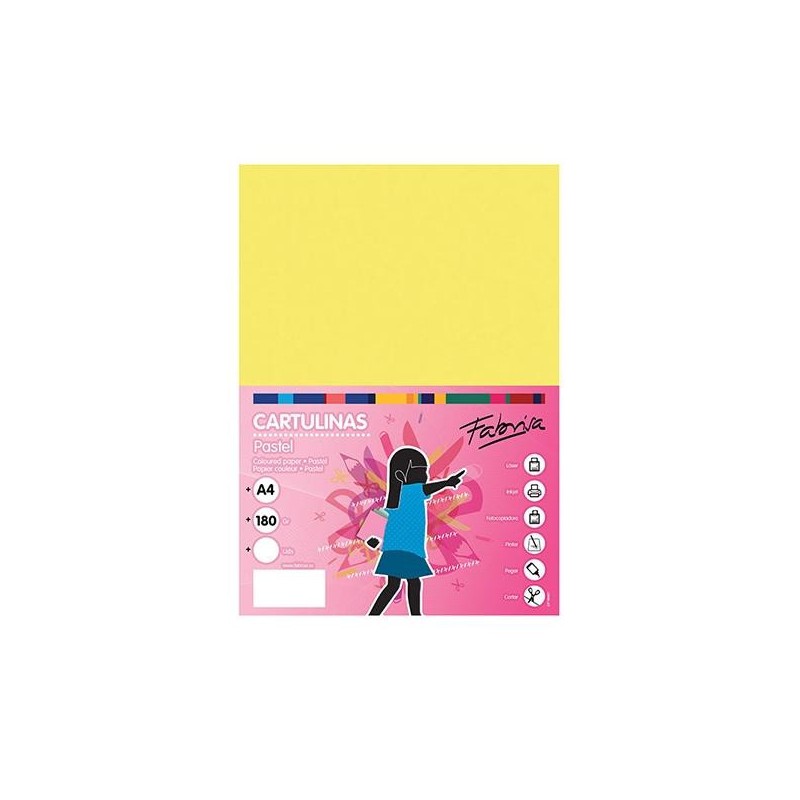 Cartulina Fabrisa - A4 - 180g - Color amarillo (PACK INDIVISIBLE DE 50 UNIDADES)
