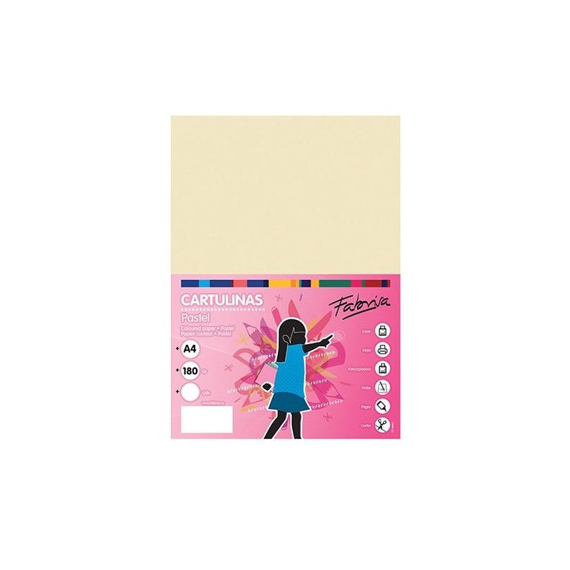 Cartulina Fabrisa - A4 - 180g - Color crema (PACK INDIVISIBLE DE 50 UNIDADES)