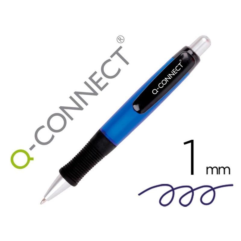 BOLIGRAFO Q-CONNECT PREMIUM RETRACTIL CON SUJECION DE CAUCHO COLOR AZUL PUNTA 1 MM (PACK INDIVISIBLE 10 UDS)