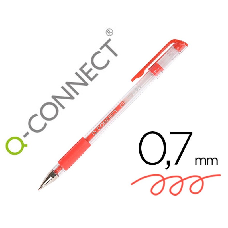 BOLIGRAFO Q-CONNECT TINTA GEL ROJO 0.7 MM SUJECION DE CAUCHO