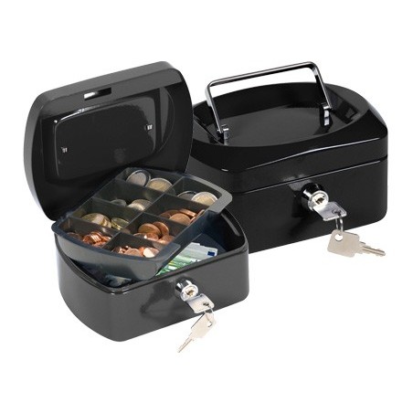 CAJA CAUDALES Q-CONNECT 6" 152X115X80 MM NEGRA CON PORTAMONEDAS