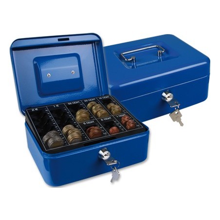 CAJA CAUDALES Q-CONNECT 8" 200X160X90 MM AZUL CON PORTAMONEDAS