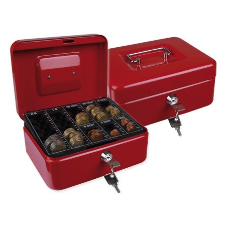 CAJA CAUDALES Q-CONNECT 8" 200X160X90 MM ROJA CON PORTAMONEDAS
