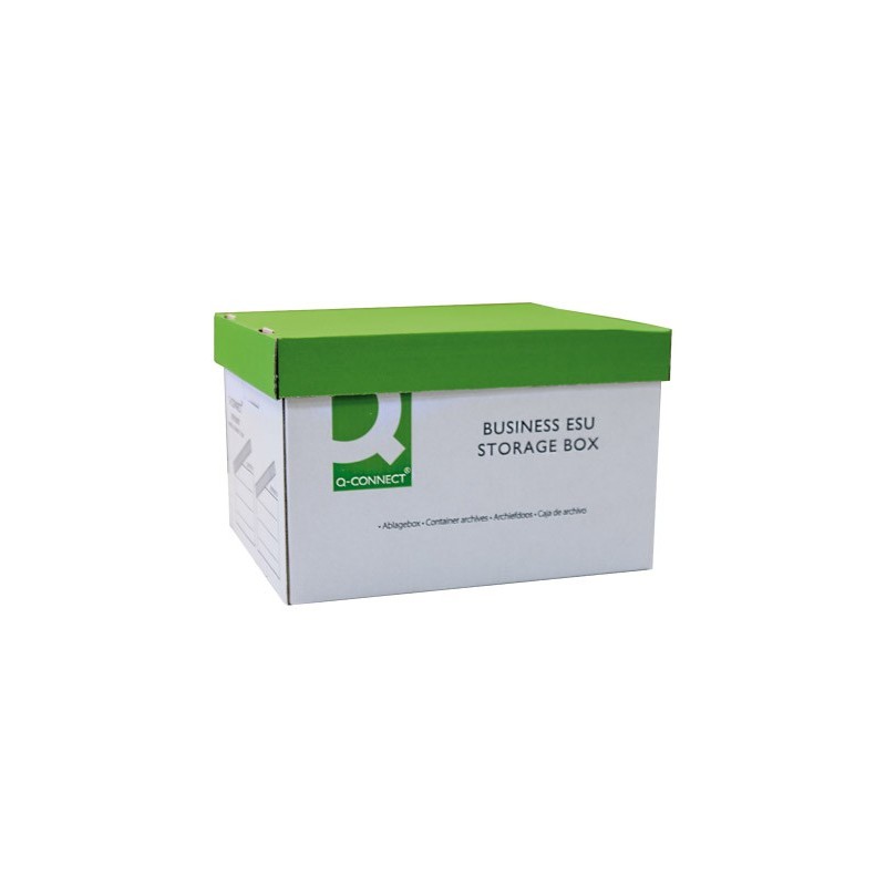 CAJON Q-CONNECT CARTON PARA 3 CAJAS ARCHIVO DEFINITIVO A4 LOMO 100 MM MONTAJE AUTOMATICOMEDIDAS INTERIOR 327X387X250MM