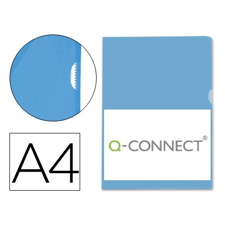 CARPETA DOSSIER UÑERO PLASTICO Q-CONNECT DIN A4 120 MICRAS AZUL CAJA DE 100 UNIDADES