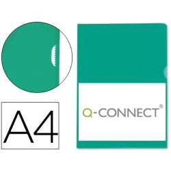 CARPETA DOSSIER UÑERO PLASTICO Q-CONNECT DIN A4 120 MICRAS VERDE CAJA DE 100 UNIDADES