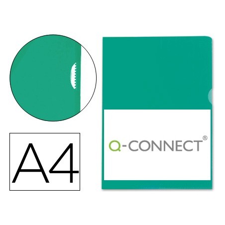 CARPETA DOSSIER UÑERO PLASTICO Q-CONNECT DIN A4 120 MICRAS VERDE CAJA DE 100 UNIDADES