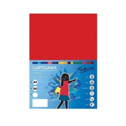 Cartulina Fabrisa - A4 - 180 g - Color rojo (PACK INDIVISIBLE DE 50 UNIDADES)