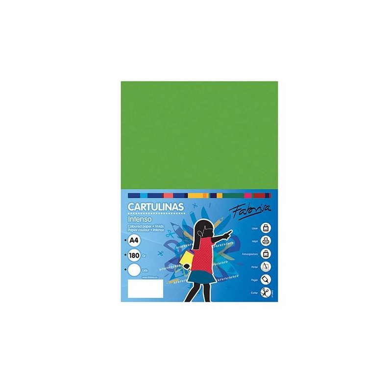 Cartulina Fabrisa - A4 - 180 g - Color verde fuerte (PACK INDIVISIBLE DE 50 UNIDADES) Cartulina Fabrisa - A4 - 180 g - Color verde fuerte (PACK INDIVISIBLE DE 50 UNIDADES)