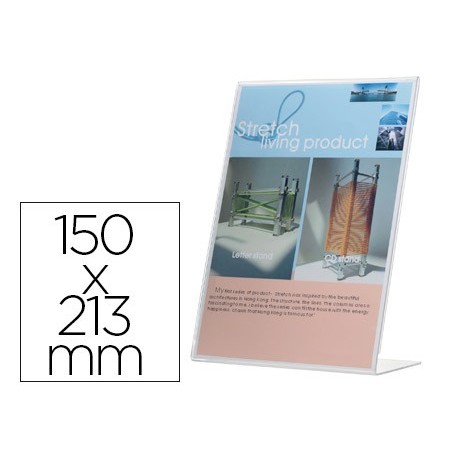 EXPOSITOR SOBREMESA Q-CONNECT CON FORMA DE L METACRILATO 150X213 MM