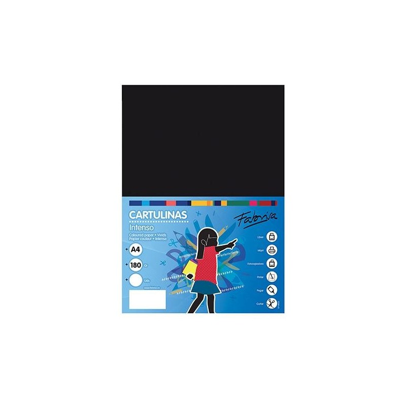 Cartulina Fabrisa - A4 - 180 g - Color negro (PACK INDIVISIBLE DE 50 UNIDADES) Cartulina Fabrisa - A4 - 180 g - Color negro (PACK INDIVISIBLE DE 50 UNIDADES)