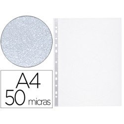 FUNDA MULTITALADRO Q-CONNECT DIN A4 50 MICRAS PIEL DE NARANJA BOLSA DE 10 UNIDADES