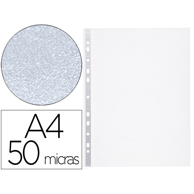 FUNDA MULTITALADRO Q-CONNECT DIN A4 50 MICRAS PIEL DE NARANJA BOLSA DE 10 UNIDADES