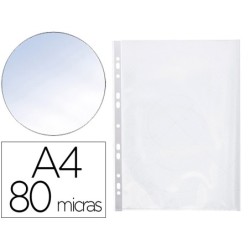 FUNDA MULTITALADRO Q-CONNECT DIN A4 80 MICRAS CRISTAL CON APERTURA SUPERIOR Y LATERAL IZQUIERDA BOLSA DE 25 UNIDADES
