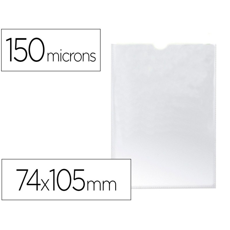 FUNDA PORTADOCUMENTO Q-CONNECT DIN A7 150 MICRAS PVC TRANSPARENTE CON UÑERO 74X105 MM