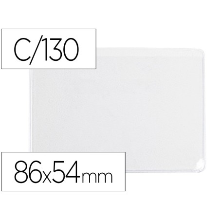FUNDA PORTADOCUMENTO Q-CONNECT DNI 130 MICRAS PVC TRANSPARENTE CON UÑERO 86X54 MM (PACK INDIVISIBLE 100 UDS)