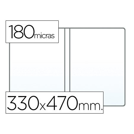 FUNDA PORTADOCUMENTO Q-CONNECT FOLIO DOBLE 180 MICRAS PVC TRANSPARENTE 330X470MM (PACK INDIVISIBLE 25 UDS)