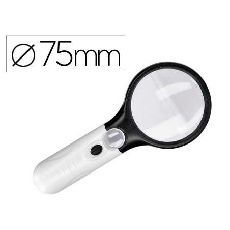 LUPA ELECTRICA Q-CONNECT KF18752 ARO ABS 75 MM 3 AUMENTOS 3 BOMBILLAS LED