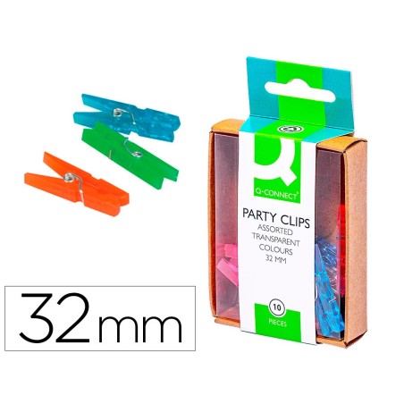 PINZA FANTASIA Q-CONNECT -32 MM -CAJA DE 10 UNIDADES -COLORES SURTIDOS