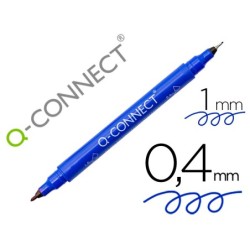 ROTULADOR Q-CONNECT MARCADOR PERMANENTE DOBLE PUNTA COLOR AZUL 0,4 MM Y 1 MM (PACK INDIVISIBLE 10 UDS)
