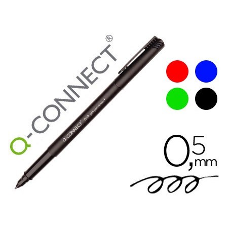 ROTULADOR Q-CONNECT RETROPROYECCION PUNTA FIBRA SUPER FINA REDONDA 0.5 MM PERMANENTE BOLSA 4 ROTULADORES