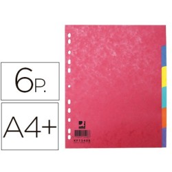 SEPARADOR Q-CONNECT CARTULINA BRILLO JUEGO DE 6 SEPARADORES DIN A4+ MULTITALADRO