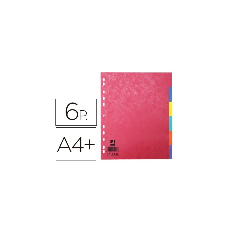 SEPARADOR Q-CONNECT CARTULINA BRILLO JUEGO DE 6 SEPARADORES DIN A4+ MULTITALADRO