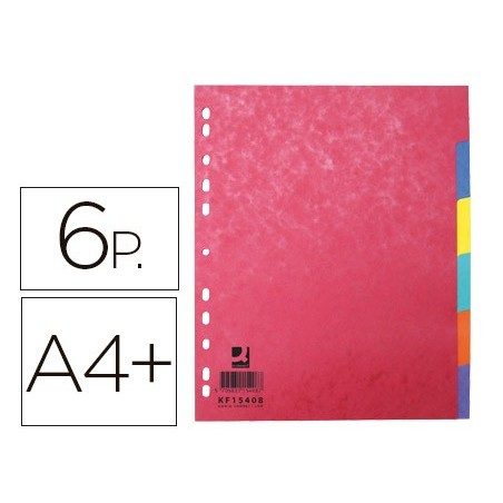 SEPARADOR Q-CONNECT CARTULINA BRILLO JUEGO DE 6 SEPARADORES DIN A4+ MULTITALADRO