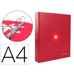 CARPETA 4 ANILLAS 40 MM MIXTAS LIDERPAPEL ANTARTIK A4 FORRADA COLOR FRAMBUESA