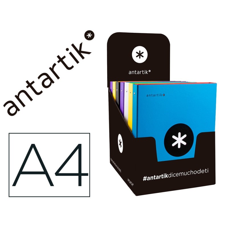 CARPETA 4 ANILLAS 40 MM MIXTAS LIDERPAPEL ANTARTIK A4 FORRADA COLORES SURTIDOS (PACK INDIVISIBLE 10 UDS)