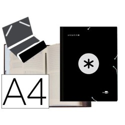 CARPETA LIDERPAPEL ANTARTIK CLASIFICADORA A4 12 DEPARTAMENTOS GOMAS CARTON FORRADO COLOR NEGRO
