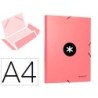 CARPETA LIDERPAPEL ANTARTIK GOMAS A4 3 SOLAPAS CARTON FORRADO COLOR CORAL