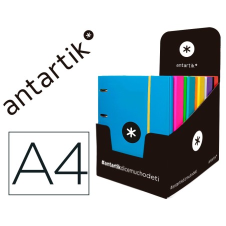 CARPETA CON RECAMBIO LIDERPAPEL ANTARTIK A4 CUADRO 5 MM FORRADA 4 ANILLAS 25MM COLORES SURTIDOS (PACK INDIVISIBLE 12 UDS)