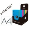 CARPETA CON RECAMBIO LIDERPAPEL ANTARTIK A4 CUADRO 5 MM FORRADA 4 ANILLAS 25MM COLORES SURTIDOS (PACK INDIVISIBLE 12 UDS)