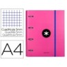 CARPETA CON RECAMBIO Y SOLAPA LIDERPAPEL ANTARTIK A4 CUADRO 5 MM FORRADA 4 ANILLAS REDONDAS 40MM COLOR ROSA