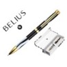 BOLIGRAFO BELIUS DUALITA CUERPO BLANCO COLOR NEGRO TINTA AZUL CAJA DE DISEÑO