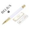 BOLIGRAFO BELIUS MACARON BLISS FORMA HEXAGONAL COLOR BLANCO Y DORADO TINTA AZUL CAJA DE DISEÑO