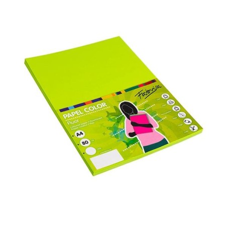 Papel multifunción Fabrisa - A4 - 75 g - Color verde fluorescente - Pack 100 hojas