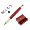 BOLIGRAFO BELIUS SOIREE ALUMINIO COLOR ART DECO GRANATE Y DORADO TINTA AZUL CAJA DE DISEÑO