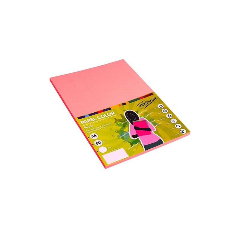 Papel multifunción Fabrisa - A4 - 75 g - Color rosa fluorescente - Pack 100 hojas