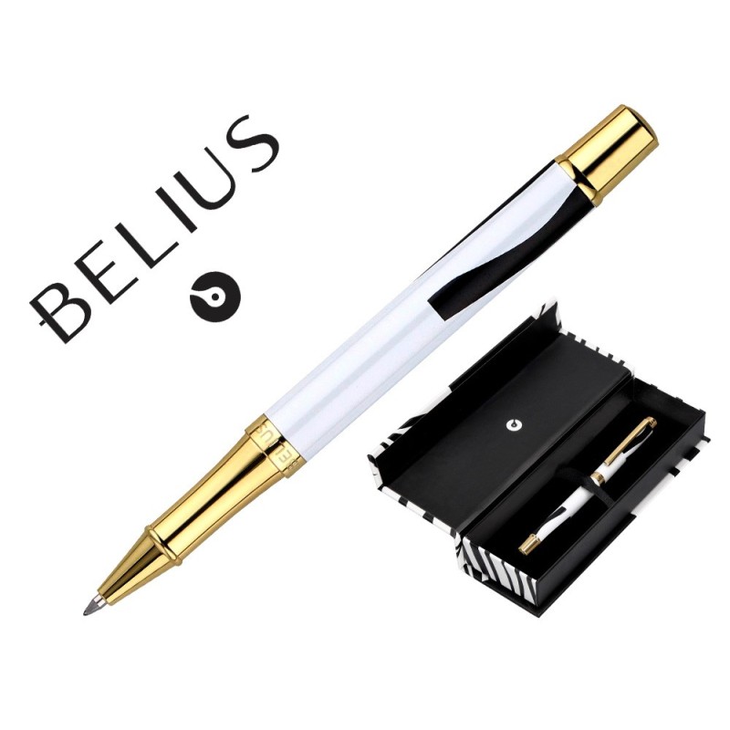 ROLLER BELIUS DUALITA CUERPO BLANCO COLOR NEGRO TINTA NEGRA CAJA DE DISEÑO