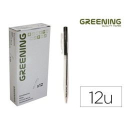 BOLIGRAFO GREENING NEGRO RETRACTIL (PACK INDIVISIBLE 12 UDS)