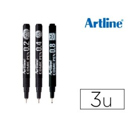 ROTULADOR ARTLINE COMIC PEN CALIBRADO MICROMETRICO NEGRO BOLSA DE 3 UDS 0,2 0,4 0,8 MM