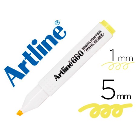 ROTULADOR ARTLINE FLUORESCENTE EK-660 AMARILLO PASTEL PUNTA BISELADA (PACK INDIVISIBLE 12 UDS)